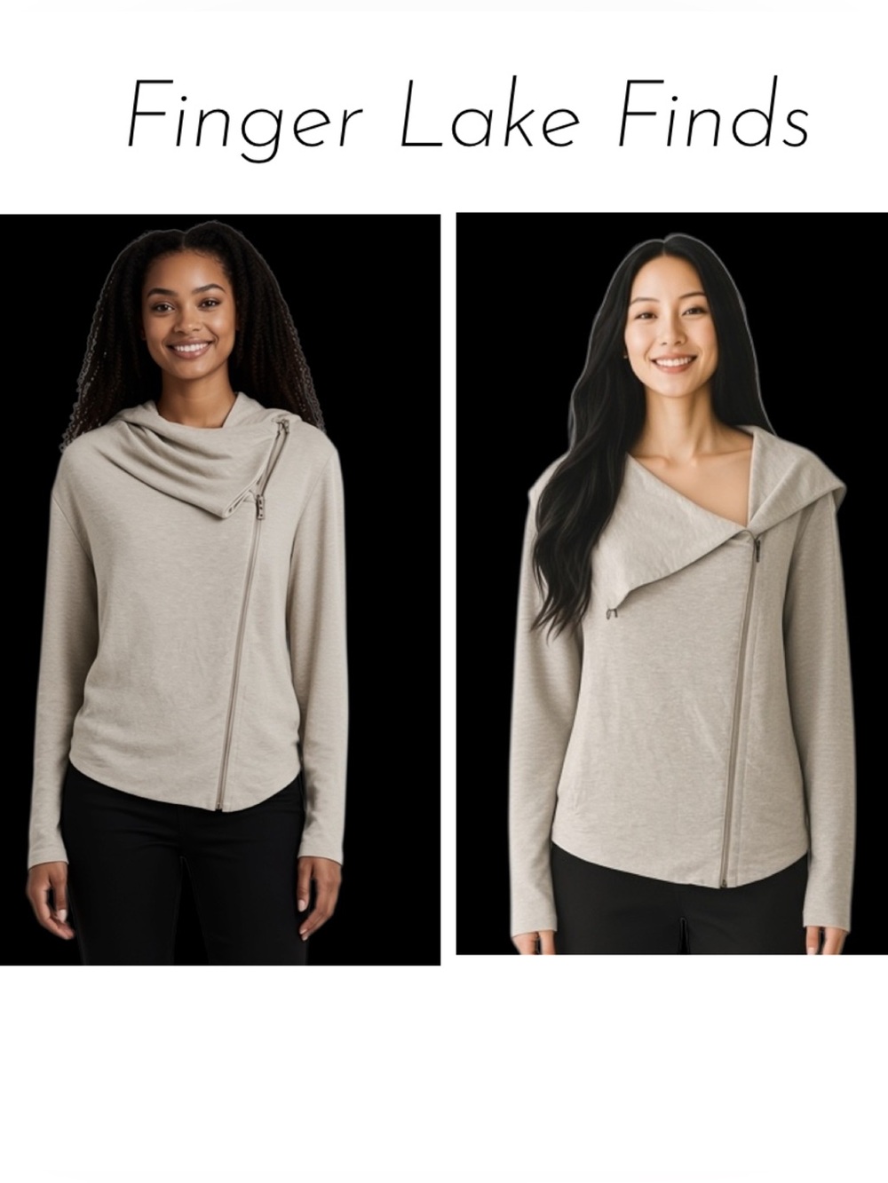 Katherine Barclay Grey Viscose Zip Front Jacket, M